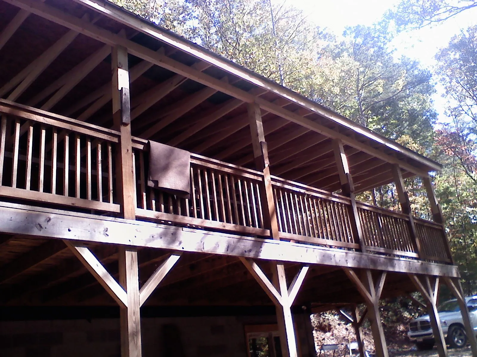 Timber framing under a new elevated porch and deck — Roof Leak Repair in Patterson by Roofing Brothers